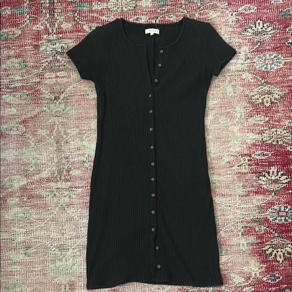 Madewell Black Buttoned Sheath Mini Dress